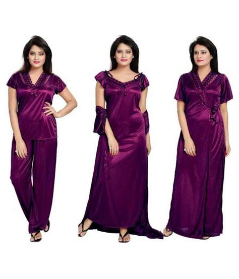 Buy Gangomi Satin Nighty And Night Gowns Purple Online At Best Price In India Snapdeal