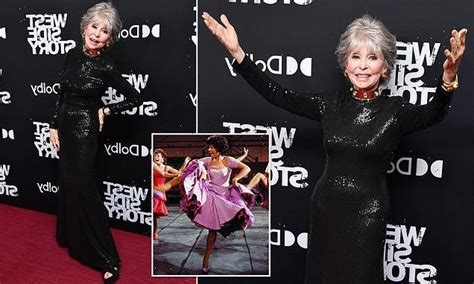 west side story star rita moreno 89 wears a shimmering black gown