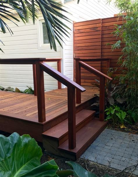 Ipe Deck With Mahogany Bench And Tigerwood Outdoor Shower Tropical Deck Miami By Kanga