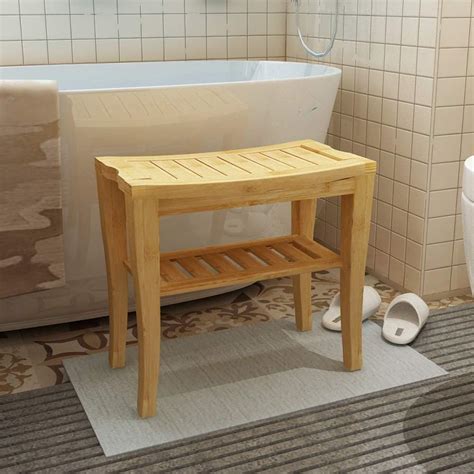 Soges Bathroom Stool Solid Wood Stool Bath Stool Non Slip Waterproof