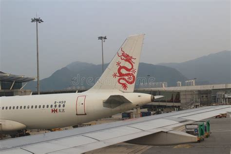 Passenger Aircraft On The Runway Of Hong Kong Editorial Image Image