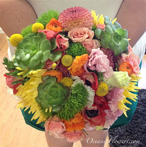 Zach and ginger created a beautiful, rustic blue and orange wedding set in the stunning backdrop of a colorado fall — and i have to say, the color schem. Coral, Pink, Orange, Yellow, and Green Bridal Bouquet ...