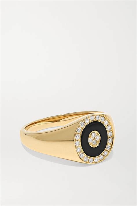 Buy Anissa Kermiche 14 Karat Onyx And Diamond Ring Gold At 50 Off