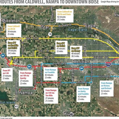 Download Map Of Alternative Routes From Caldwell And Nampa To Downtown