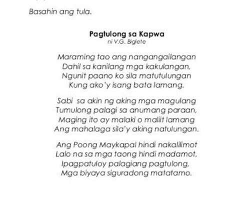 Maikling Tula Tungkol Sa Pagmamalasakit Sa Kapwa