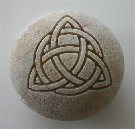 Trinity Knot Engraved White Stone Celtic Love Knot Symbol