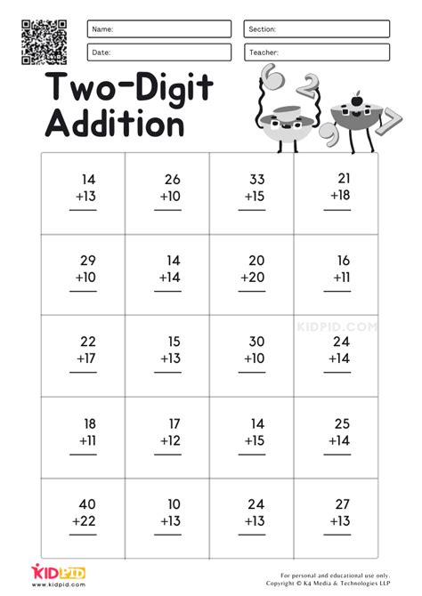 Adding 10 To Two Digit Numbers Worksheet
