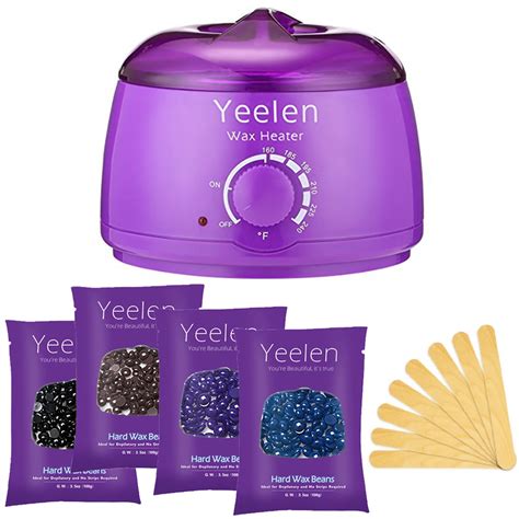 Yeelen Warmer Hair Removal Kit Melts With 3 Hard Beans And 10 Wax Applicator Sticks