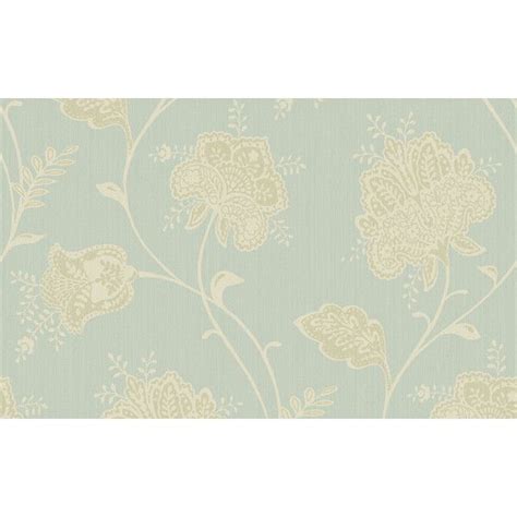 Sample Of Jacobean Floral Wallpaper In Greens Metallic And Ivory