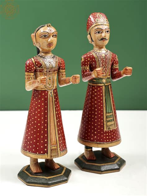 9 Hand Painted Wooden Gangaur Set Finely Painted Handmade Exotic