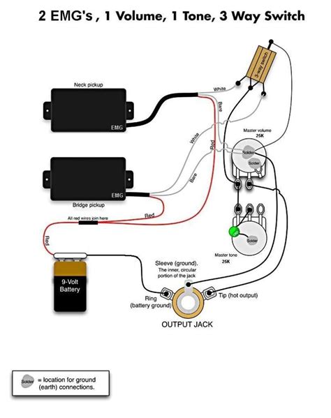 Cool guitar wiring diagram two pickup source: Wiring Diagram For Emg 81 85 Pickup 1 Tone 1 Volume - Complete Wiring Schemas