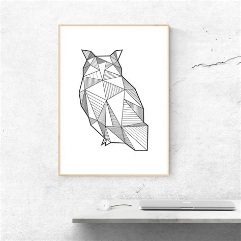Geometric Animals Owl Wall Art Digital Print Geometric By