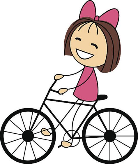 Best Drawing Of A Girl Riding A Bike Illustrations Royalty Free Vector