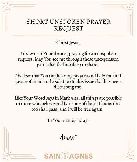 5 Unspoken Prayer Request Examples Printable Prayers