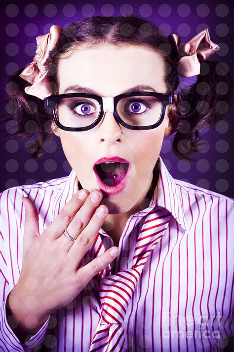 Attractive Young Nerd Girl With Surprised Look Photograph by Jorgo Photography