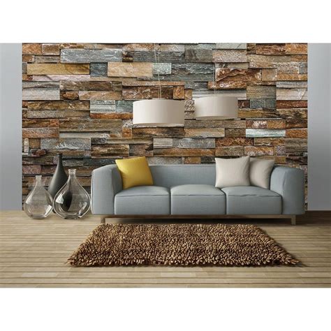 A wide variety of home depot wall panels interior options are available to you, such as project solution capability, function, and design style. Ideal Decor 144 in. W x 100 in. H Colorful Stone Wall ...