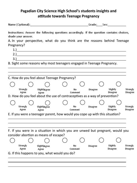 Teenage Pregnancy Survey Pdf