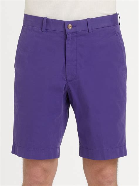 Saks Fifth Avenue Men Collection Garmentdyed Cotton Shorts In Purple