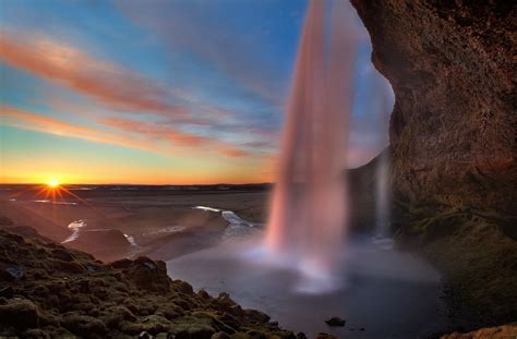 Morning Waterfall Sunrise Wallpaper Nature And Landscape