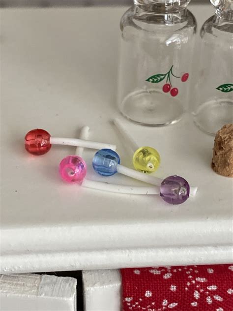 Miniature Lollipops 5 Pieces Assorted Colors Mini Candy Dollhouse