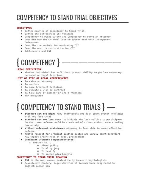 Competency To Stand Trial Objectives PSYC CSUF Studocu