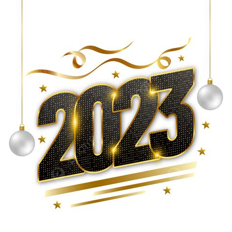 3d Luxury Black Golden Dots 2023 With Gold Happy New Year Clipart