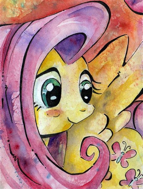 My Little Pony Art Fluttershy Print Of Watercolor Painting Etsy