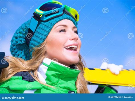 Happy Skier Girl Stock Photo Image Of Outdoors Playing 48722496