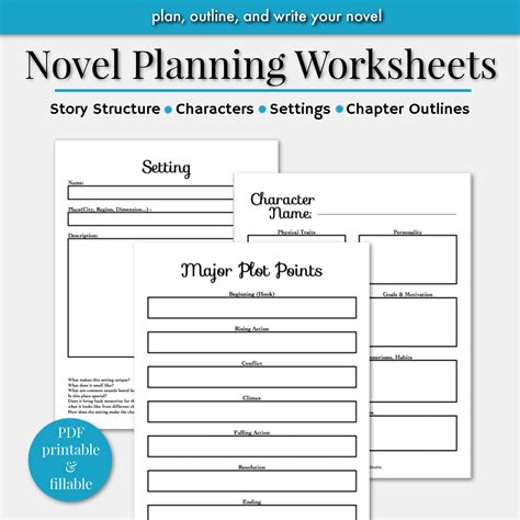 Novel Writing Worksheets Writing Plannernovel Planner Etsy