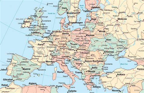 Printable Europe Map With Cities