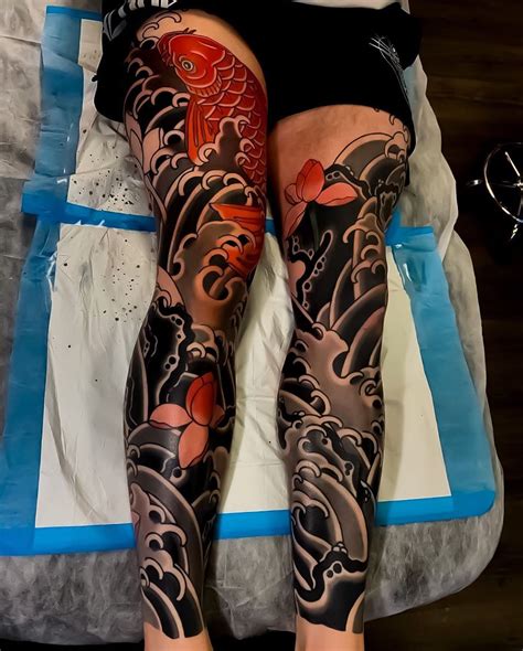 Japanese Ink On Instagram “these Are So Cool Powerful Leg Sleeves By Mitchxlovetattoo What