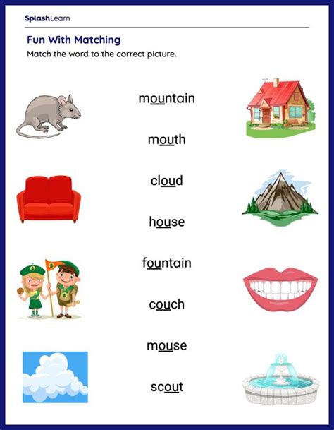 Words With Ou Worksheets For Kids Online Splashlearn