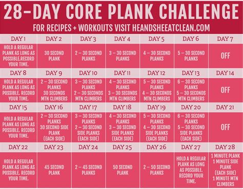 Printable Day Plank Challenge Chart Best Event In The World