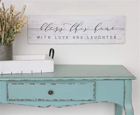 Bless This Home With Love And Laughter Farmhouse Sign Etsy