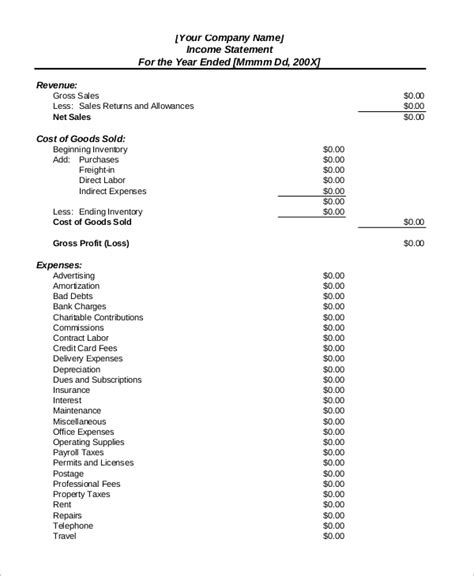 Free 11 Sample Income Statement Templates In Excel Pdf