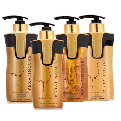 Keratin Cure Gold And Honey Bio Protein 10 Oz 4 Pc Kit Safe Straightening