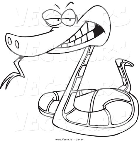 Cartoon Vector Of Cartoon Evil Snake Coloring Page