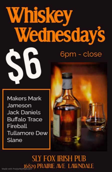 Whiskey Wednesday Template Flyer Illustration Postermywall