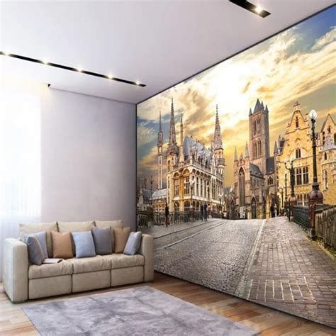 Beibehang Large Custom 3d Wallpaper European City Street View 3d Tv