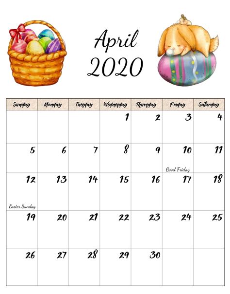 Calendar April 2020 With Holidays Holidays In April Easter Calendar