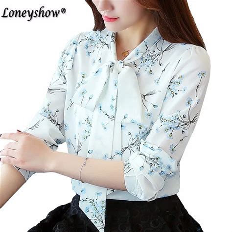 women summer tops chiffon blouses and shirts ladies floral print feminine blouse long sleeve
