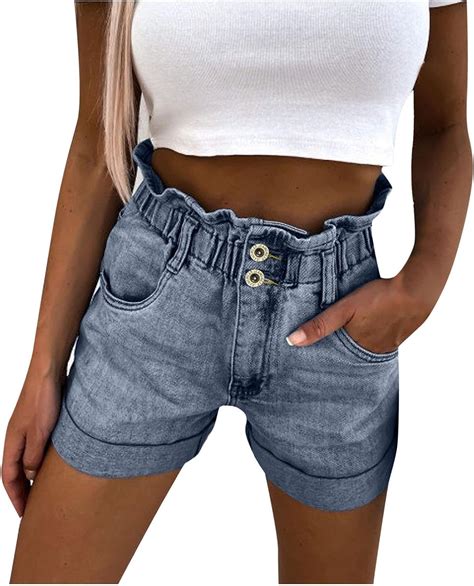 cyddersly womens summer shorts sexy button high waisted denim pants female bottom
