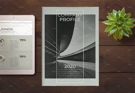 Company Profile With Grey Accent Brochure Templates ~ Creative Market