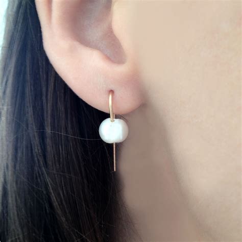 Stylish Pearl Threader Earrings Are A Handmade Earring In 14k Yellow