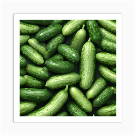 Background Of Green Cucumbers Art Print By Pat4u Fy