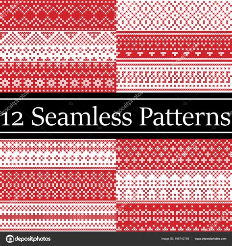 Nordic Style Vector Patterns Inspired Scandinavian Christmas Festive