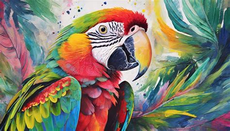 Colorful Parrot Painting Ultra Detailed Artwork With Vibrant Colors