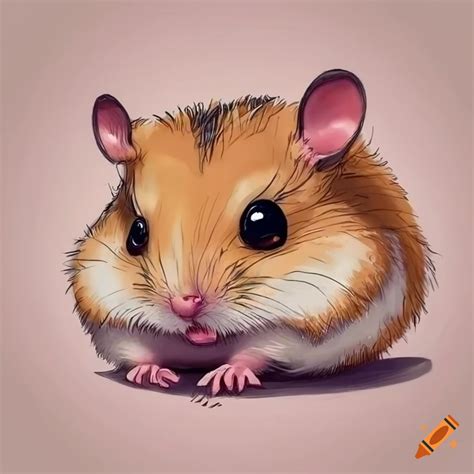 Detailed Drawing Of A Cute Baby Hamster