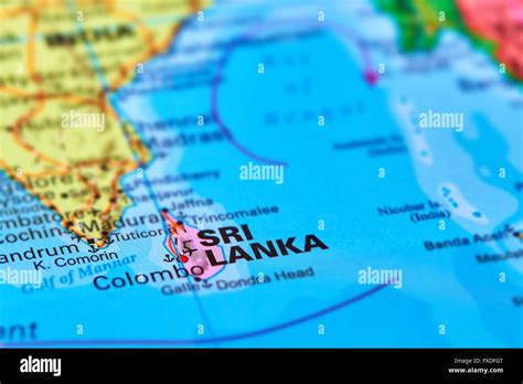 Sri Lanka Island Country In Indian Ocean Asia On The World Map Stock
