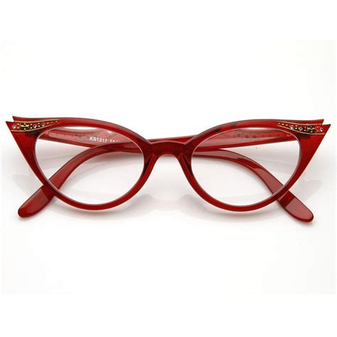 vintage 1950s fashion clear lens glasses rhinestones 8434 cat eye glasses fashion eye glasses